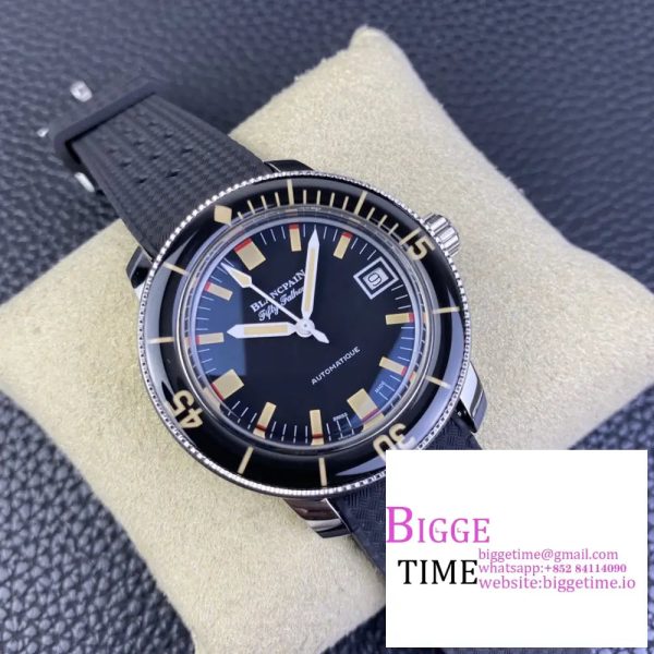 Fifty Fathoms 5008B Barakuda SS 1:1 GSF Best Edition Black Dial on Black Rubber Strap A1151 - Image 3