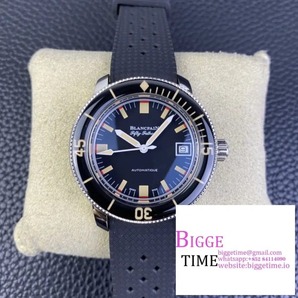 Fifty Fathoms 5008B Barakuda SS 1:1 GSF Best Edition Black Dial on Black Rubber Strap A1151