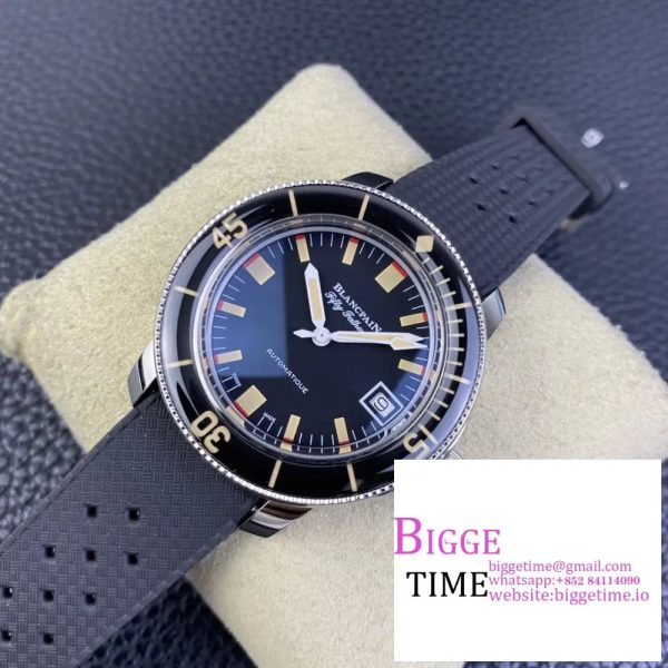 Fifty Fathoms 5008B Barakuda SS 1:1 GSF Best Edition Black Dial on Black Rubber Strap A1151 - Image 5