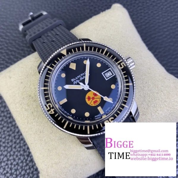 Fifty Fathoms 5008D No Rad SS 1:1 GSF Best Edition Black Dial on Black Rubber Strap A1151 - Image 6