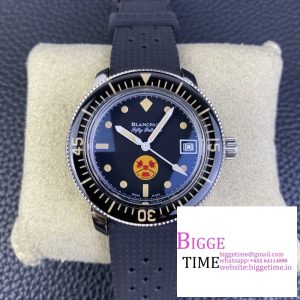 Fifty Fathoms 5008D No Rad SS 1:1 GSF Best Edition Black Dial on Black Rubber Strap A1151