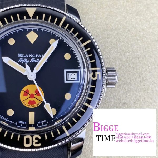 Fifty Fathoms 5008D No Rad SS 1:1 GSF Best Edition Black Dial on Black Rubber Strap A1151 - Image 2