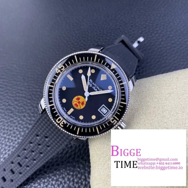 Fifty Fathoms 5008D No Rad SS 1:1 GSF Best Edition Black Dial on Black Rubber Strap A1151 - Image 3