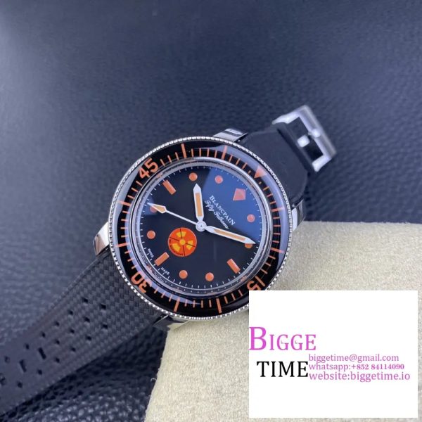 Fifty Fathoms 5008E No Rad Only Watch SS 1:1 GSF Best Edition Black Dial on Black Rubber Strap A1151 - Image 4