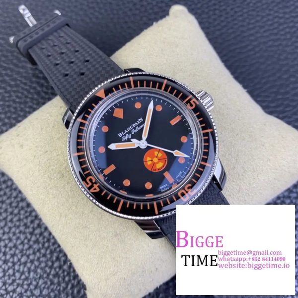 Fifty Fathoms 5008E No Rad Only Watch SS 1:1 GSF Best Edition Black Dial on Black Rubber Strap A1151 - Image 3