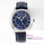 Fiftysix Complete Calendar SS 40mm ZF 1:1 Best Edition Blue Dial on Blue Leather Strap A2460