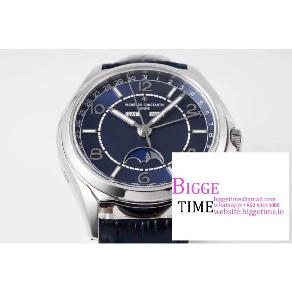 Fiftysix Complete Calendar SS 40mm ZF 1:1 Best Edition Blue Dial on Blue Leather Strap A2460 - Image 7