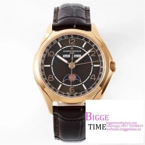 Fiftysix 40mm Complete Calendar RG Brown Dial Brown Leather Strap ZF A2460