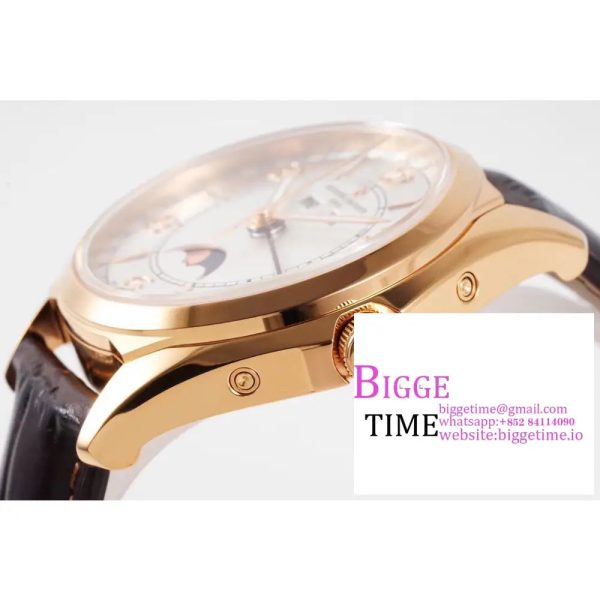 Fiftysix Complete Calendar RG 40mm ZF 1:1 Best Edition White Dial on Brown Leather Strap A2460 - Image 7