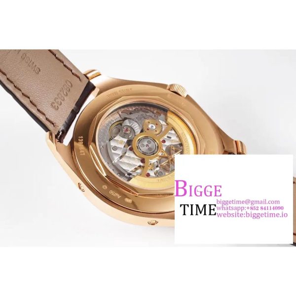 Fiftysix Complete Calendar RG 40mm ZF 1:1 Best Edition White Dial on Brown Leather Strap A2460 - Image 9