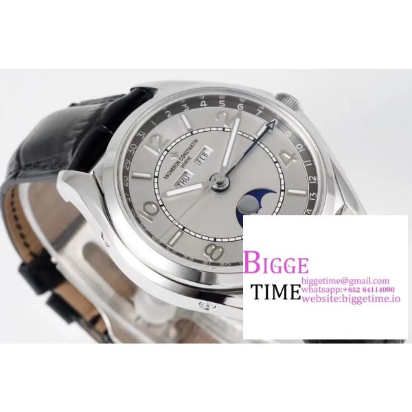 Fiftysix 40mm Complete Calendar Silver Dial Black Leather Strap ZF A2460 - Image 5