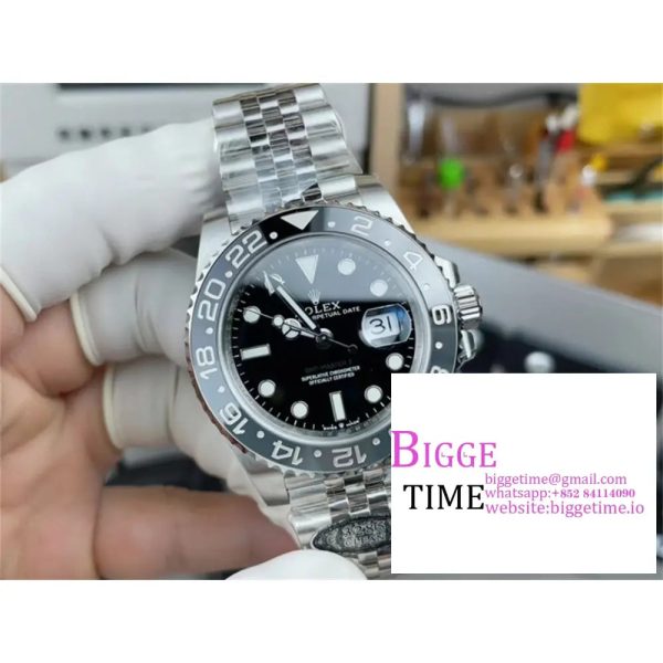 GMT-Master II 126710 GRNR Black/Gray Ceramic 904L Steel Clean 1:1 Best Edition on Jubilee Strap DD3285 - Image 2