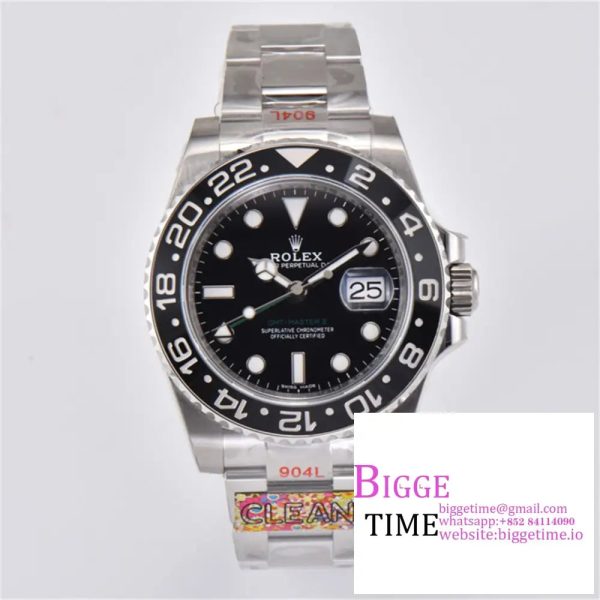 GMT-Master II 126710 GRNR Black/Gray Ceramic 904L Steel Clean 1:1 Best Edition on Oyster Strap DD3285