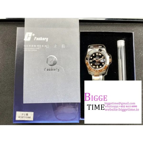 GMT-Master II 126711 CHNR Root Beer 904L Black/Brown Ceramic Bezel RG/SS Oyster Bracelet C+F DD3285 - Image 8