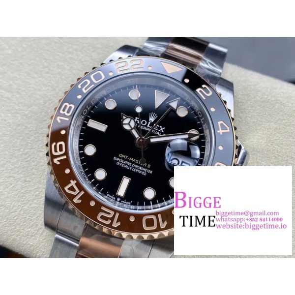 GMT-Master II 126711 CHNR Root Beer 904L Black/Brown Ceramic Bezel RG/SS Oyster Bracelet C+F DD3285 - Image 2