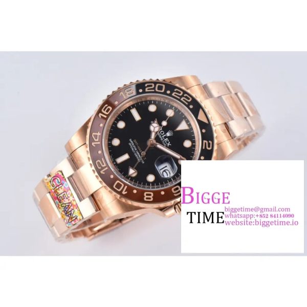 GMT-Master II 126715 CHNR Black/Brown Ceramic Clean Factory 1:1 Best Edition on RG Bracelet DD3285 - Image 4