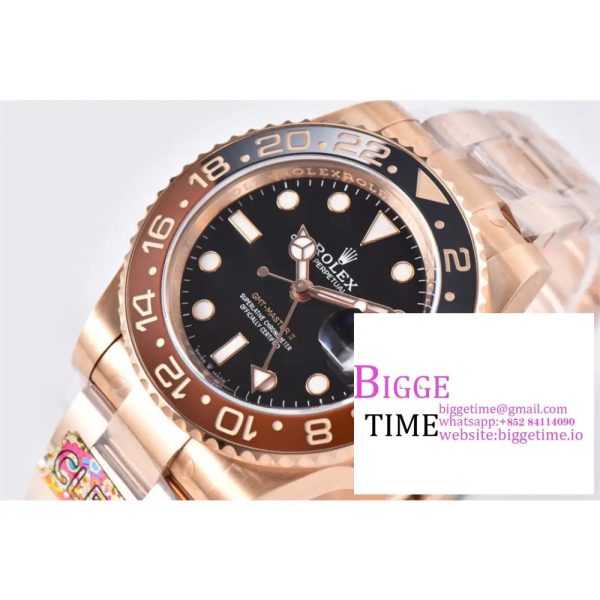 GMT-Master II 126715 CHNR Black/Brown Ceramic Clean Factory 1:1 Best Edition on RG Bracelet DD3285 - Image 3