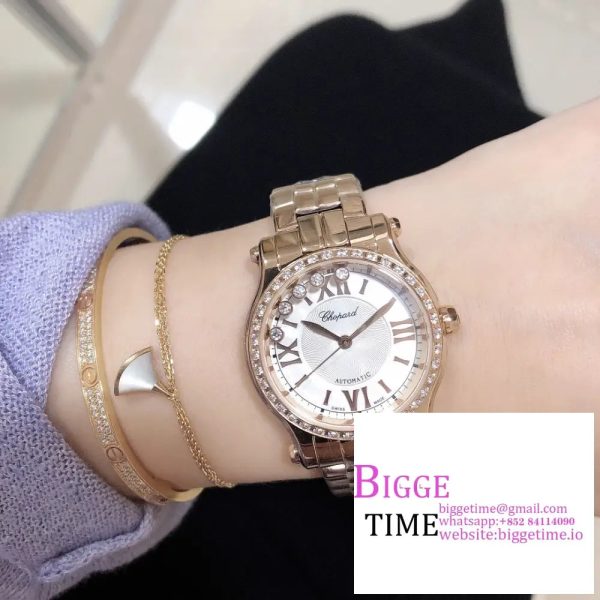 Happy Sport 30mm Diamond Bezel RG White Dial RG Bracelet NRF A2892 - Image 3