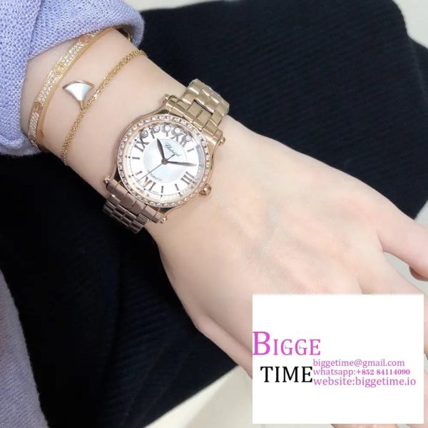 Happy Sport 30mm Diamond Bezel RG White Dial RG Bracelet NRF A2892 - Image 5