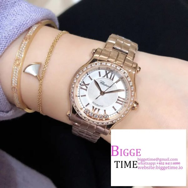 Happy Sport 30mm Diamond Bezel RG White Dial RG Bracelet NRF A2892 - Image 2