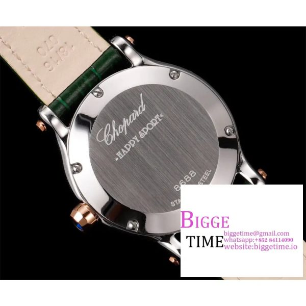 Happy Sport 30mm RG Green Dial Green Leather Strap TF A2892 - Image 7