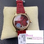 Happy Sport 30mm RG Red Dial Red Leather Strap ZF A9039