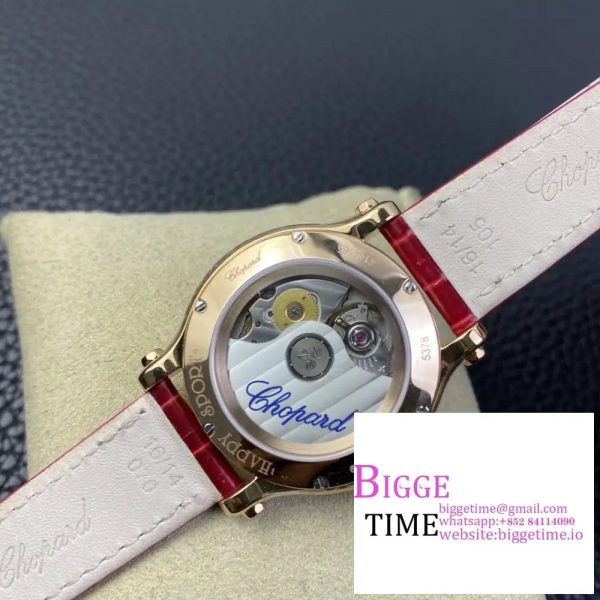 Happy Sport 30mm RG Red Dial Red Leather Strap ZF A9039 - Image 8