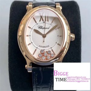 Happy Sport 30mm RG White Dial Black Leather Strap NRF A2892