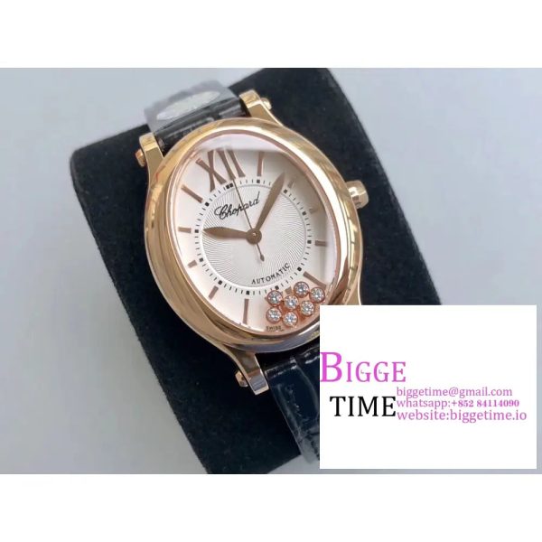 Happy Sport 30mm RG White Dial Black Leather Strap NRF A2892 - Image 3