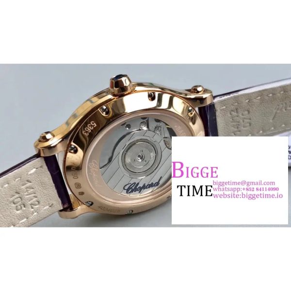 Happy Sport 30mm RG White Dial Purple Leather Strap NRF A2892 - Image 9
