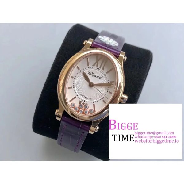 Happy Sport 30mm RG White Dial Purple Leather Strap NRF A2892 - Image 2