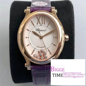Happy Sport 30mm RG White Dial Purple Leather Strap NRF A2892