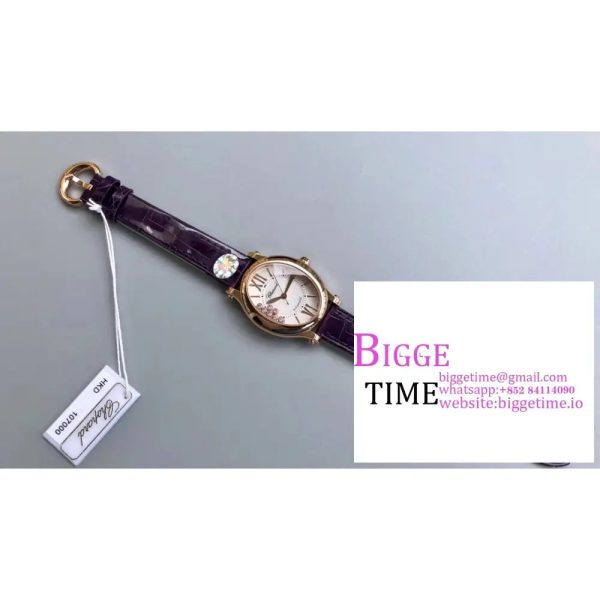 Happy Sport 30mm RG White Dial Purple Leather Strap NRF A2892 - Image 7