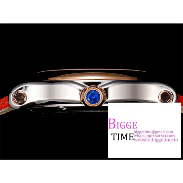 Happy Sport 30mm RG White Dial Red Leather Strap TF A2892 - Image 6