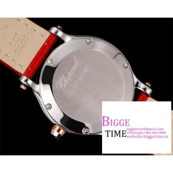 Happy Sport 30mm RG White Dial Red Leather Strap TF A2892 - Image 8