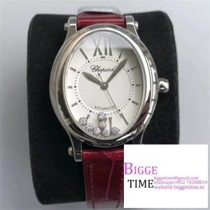 Happy Sport 30mm White Dial Red Leather Strap NRF A2892