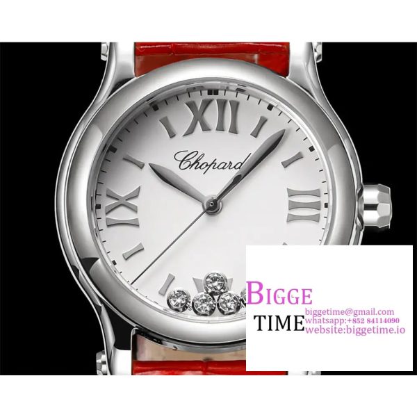Happy Sport 30mm White Dial Red Leather Strap TF A2892 - Image 2