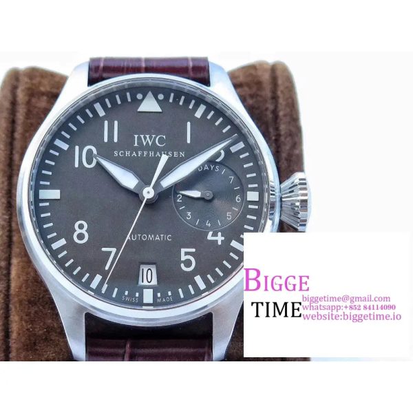 IWC Big Pilot 46mm IW500402 Grey Dial Brown Leather Strap ZF A51111 - Image 3