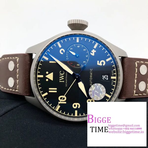 IWC Big Pilot 46mm IW501004 Titanium Black Dial Brown Leather Strap ZF A51111 - Image 6