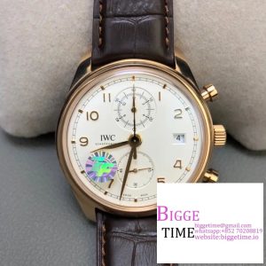 IWC Da Vinci Chrono 42mm RG White Dial Brown Leather Strap ZF A7750