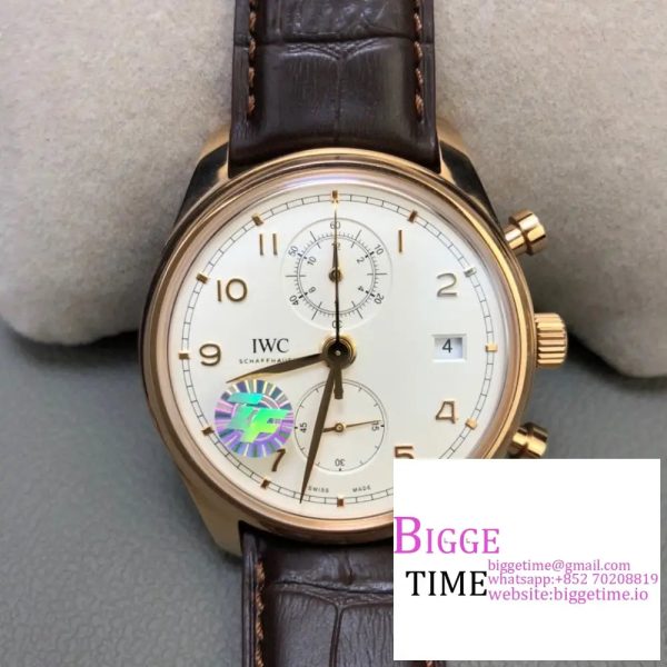 IWC Da Vinci Chrono 42mm RG White Dial Brown Leather Strap ZF A7750