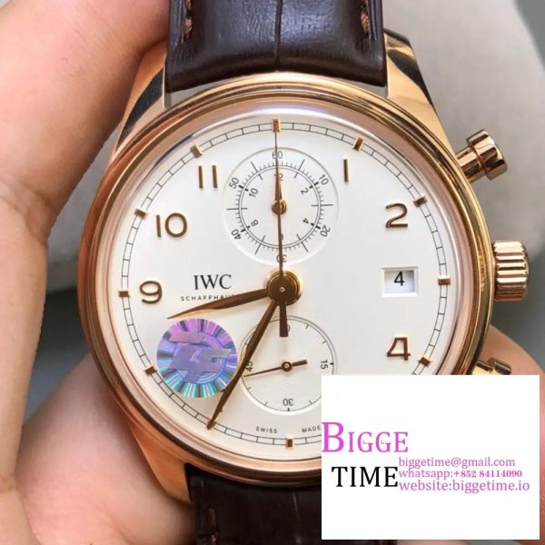 IWC Da Vinci Chrono 42mm RG White Dial Brown Leather Strap ZF A7750 - Image 4
