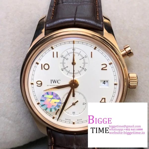 IWC Da Vinci Chrono 42mm RG White Dial Brown Leather Strap ZF A7750 - Image 3