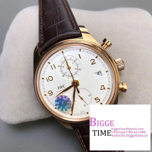 IWC Da Vinci Chrono 42mm RG White Dial Brown Leather Strap ZF A7750 - Image 5