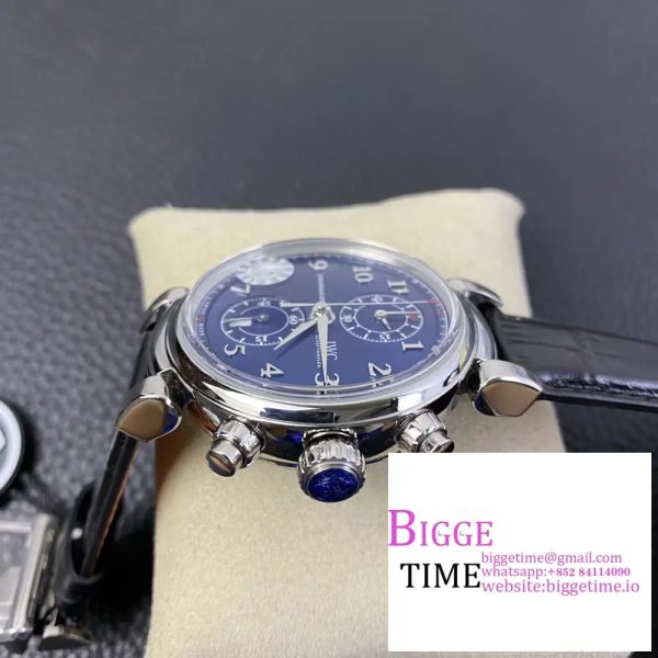 IWC Da Vinci Chrono Laureus Sport 42mm IW393402 Blue Dial Black Leather Strap ZF A7750 - Image 2