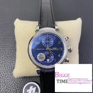 IWC Da Vinci Chrono Laureus Sport 42mm IW393402 Blue Dial Black Leather Strap ZF A7750
