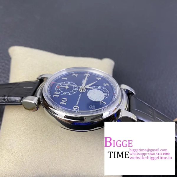 IWC Da Vinci Chrono Laureus Sport 42mm IW393402 Blue Dial Black Leather Strap ZF A7750 - Image 4