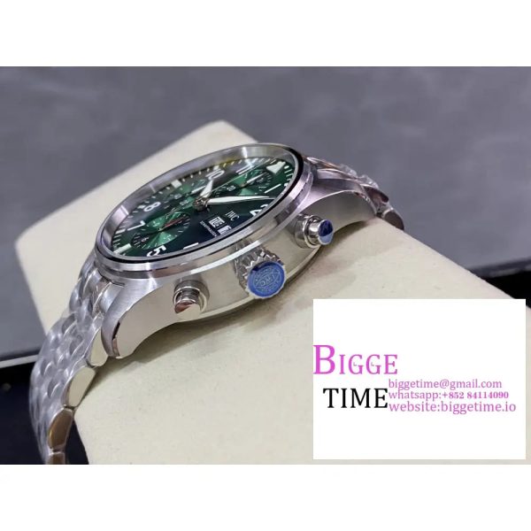 IWC Pilot Chrono 41mm IW388104 Green Dial SS Bracelet AZ A7750 - Image 6