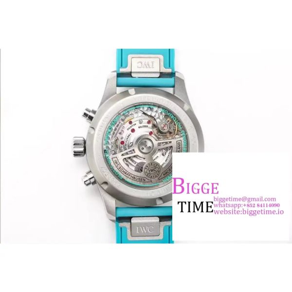 IWC Pilot Chrono 41mm IW388108 AMG Black Dial Blue Rubber Strap TWF A7750 - Image 8