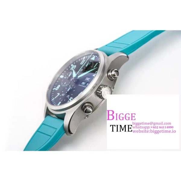 IWC Pilot Chrono 41mm IW388108 AMG Black Dial Blue Rubber Strap TWF A7750 - Image 4